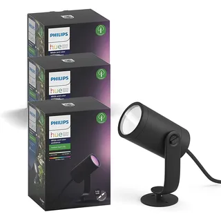 Philips Hue Lily Outdoor Spots Erweiterungsset, 3er-Pack, Schwarz, 1x8W 24V