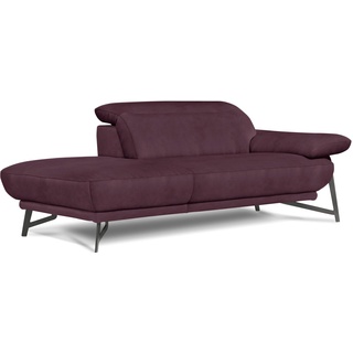 Ottomane EGOITALIANO "Anais" Sofas Gr. B/H/T: 179 cm x 74 cm x 106 cm, Luxus-Microfaser, Ottomane links, Armlehne rechts, lila (plum) Recamieren und Ottomanen Sofas inkl. verstellbarer Kopfstützen