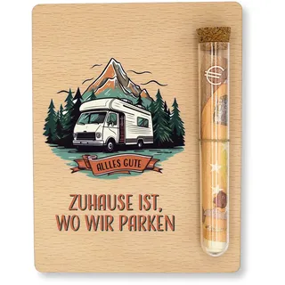 ZUKLA Verpackung für Geldgeschenk Reise Geldgeschenk Camper - 13 x 10 cm - mit Reagenzglas - Geschenk für Wohnmobil - Wohnwagen Spardose - Reisegutschein Geschenk Verpackung