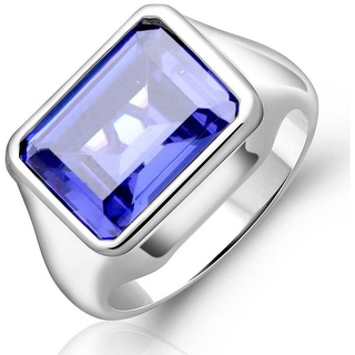 Tony Fein Silberring Ring 925 Silber Zirkonia Blau, Made in Italy für Damen und Herren silberfarben 62