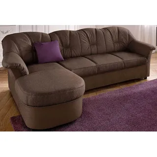 DOMO collection Ecksofa Flores Schlafsofa, B/T/H: 233/142/86 cm, L-Form, wahlweise mit Bettfunktion, wahlweise mit Federkern, auch in Leder braun