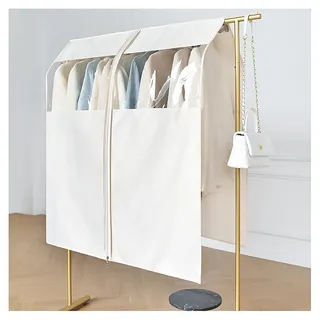 kleiderständer Abdeckung, Schutzhülle Kleiderständer, Staubdichter Anzugbezug Mit Durchgehendem Reißverschluss, Kleiderschrank-hängende Satin-kleiderhüllen, (Size:140×113cm/55.1×44.5in,Color:Weiß)