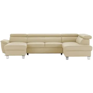 Primo Wohnlandschaft aus Echtleder Avola ¦ beige ¦ Maße (cm): B: 315 H: 90 T: 208.0