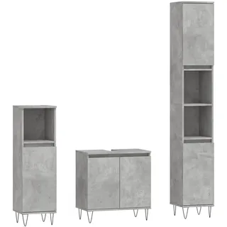 vidaXL 3-tlg. Badmöbel-Set Betongrau Holzwerkstoff Modell 21