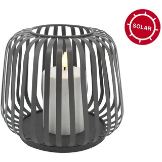 candela lights Laterne Metall 20x20x17 cm Solar inkl. LED Stumpenkerze grau