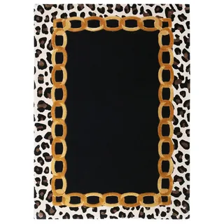 Casa Padrino Luxus Teppich mit Leoparden Design Mehrfarbig 160 x 230 cm - Rechteckiger Wohnzimmer Teppich - Handgetufteter Schlafzimmer Teppich - Luxus Interior - Luxus Qualität