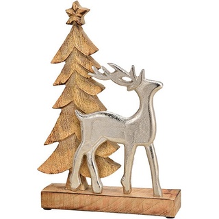 G. Wurm, Weihnachtsdeko, Aufsteller Tannenbaum mit Metall Hirsch aus Holz B