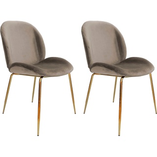 Stuhl KAYOOM "Charlize 110" Stühle Gr. B/H/T: 59 cm x 87 cm x 47 cm, Samtstoff, beige (beige, messing) 4-Fuß-Stuhl Polsterstuhl 4-Fuß-Stühle Stühle (2 Stück)