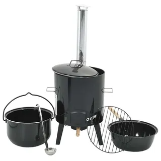 vidaXL Gulaschkessel 14,3 l Stahl Schwarz