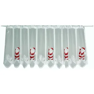 Clever-Kauf-24 Scheibengardine Stangendurchzug 50 x 140 cm Rot/Transparent/Weiß 1 St