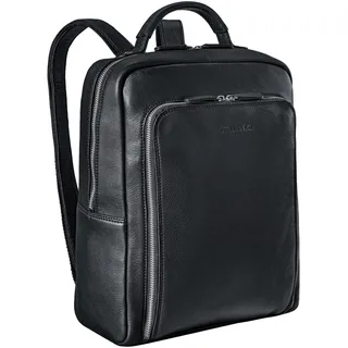 STILORD Orlando Business Rucksack Herren Leder Daypack Rucksack für Arbeit Office Büro Uni Vintage Lederrucksack für DIN A4 Ordner aus Echtem Leder Farbe:schwarz