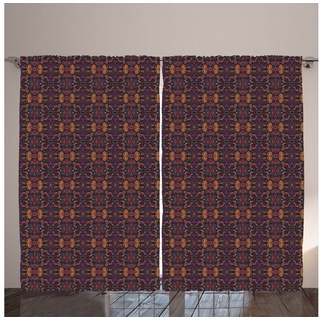 Abakuhaus Gardine Gardinen mit Schlaufen und Haken 140 cm x 2 Vorhangbahnen, orientalisch Blumenglasmuster bunt 280 cm x 350 cm
