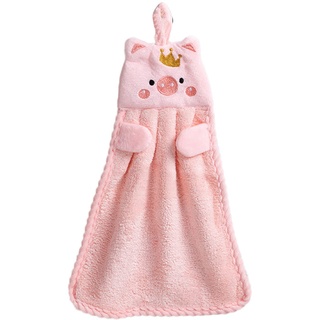 BOTCAM Kleines Schweinchen-Handtuch für den Haushalt, niedlich, saugfähig, Küchentuch, faul, Lappen, Handtuch, Kinderhandtuch Kaffeepinsel Siebträger (Pink, One Size)