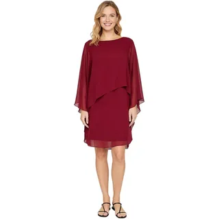 elegantes Damen Abend-Kleid Chiffon-Kleid mit langen Ärmeln Cocktail-Kleid 936983 Bordeaux-Rot - 38