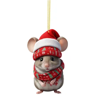 Weihnachtsmäuse Deko Acryl Weihnachtsschmuck Mäuse Weihnachtsdeko Christmas Decorations Mäuse Weihnachten Baumschmuck Weihnachtsdekoration für Zuhause, Auto Lustige Weihnachtsbaum Dekoration