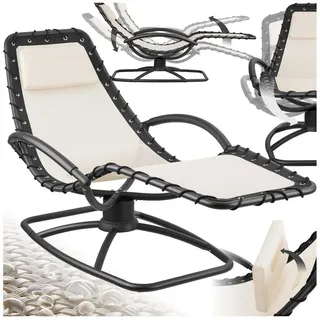 tectake Gartenliege ergonomische Kippliege, 77 x 170 x 83 cm, 150 kg Belastbarkeit, Sonnenliege Toulon, 1 St., in beige, bequeme Schaumstoffpolsterung, atmungsaktiv, wasserabweisend beige