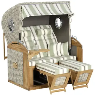 SUNNY SMART Strandkorb »Rustikal«, BxHxT: 135 x 160 x 98 cm, hellgrün/weiß/anthrazit, gestreift - grau