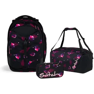 Satch Schulranzen Schulrucksack-Set MATCH Mystic Nights 3-teilig, Kollektion 25/26 (3-teilig), Schulranzen, ergonomisch, 30 + 5 Liter rosa