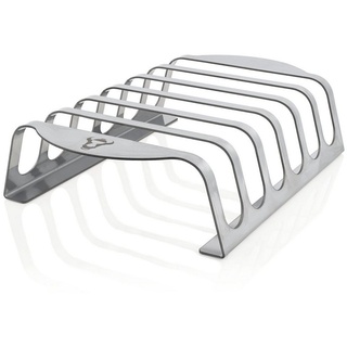 BBQ-Toro Edelstahl Rib Rack für 6 Rippchen | Rippchenhalter für Spareribs | Silber
