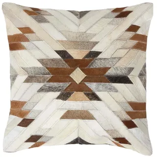 PATCHWORK-KISSEN Fell & Leder 45/45 cm Ethno-Muster