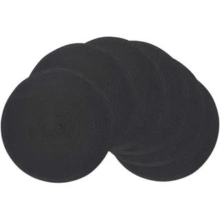 SHACOS 6er Set Tischsets Abwaschbar Rund Schwarz Tischmatten Platzsets Rund Hitzebeständig, Runde Platzdeckchen Abwaschbar, 38x38 cm