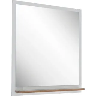 Saphir Badspiegel Quickset 923 Spiegel 60 cm breit mit Ablage, Flächenspiegel Weiß Glanz, Riviera Eiche quer Nachbildung weiß