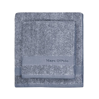 Marc O'Polo Melange Badetuch, Frottee, Baumwolle, gewebt, 550 g/m2, Smoke Blue/Off White, 16 cm x 22 cm