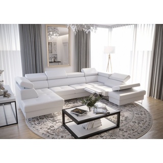 Möbel für Dich Wohnlandschaft XXL Ecksofa Galayx Max2 Relax, mit Relaxfunktion, mit Schlaffunktion, mit Bettkasten weiß