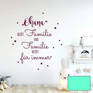 Wandtattoo Aufkleber Spruch "Ohana heißt Familie" Wanddeko Wandgestaltung M2234 - ausgewählte Farbe: *mint* ausgewählte Größe: *M - 50cm hoch x 40cm breit*