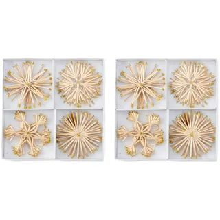 Geschenkestadl 24 Stück Strohsterne 10 cm Gold Glitzer Christbaumschmuck Stroh Sterne Natur
