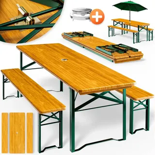 CASARIA Bierzeltgarnitur 3-tlg. Tisch 170 x 46 cm Braun