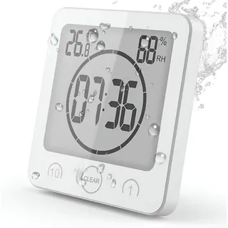 FELIXLEO Funk-Pendelwanduhr Badezimmeruhr Digitaluhr mit Saugnapf mit LCD Display Anzeige von