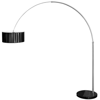 Design Bogenleuchte EXTENSO Stoffschirm in schwarz Stehleuchte mit schwarzem Marmorfuß Bogenlampe Wohnzimmer Beleuchtung
