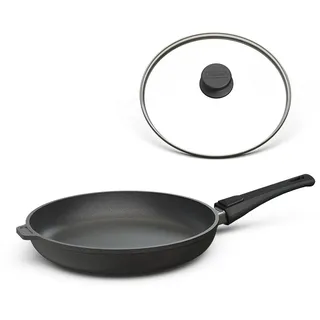 Hoffmann Bratpfanne 20 cm Induktion, Antihaft, mit Deckel, Aluguss, abnehmbarer Griff, alle Herdarten, backofenfest, wiederbeschichtbar, verzugsfrei, Pfanne made in germany