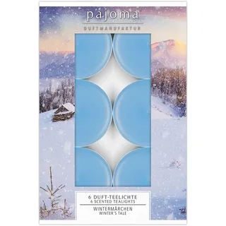 pajoma® Teelichte 6 Stück, Wintermärchen | Duft-Teelichte, Brenndauer ca. 4 Stunden - Höhe 1,5 cm ø 3,5 cm | Premium Qualität | Deko, Gastronomie, Outdoor, Party, Windgläser, Hochzeit