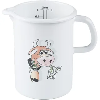 Riess, 0338-084, Küchenmaß Ø 10cm, ALMLIESEL, Weiß, Emaille, Vol. (rec.): 1,0 Liter, Made in Österreich, LBH: 16,3x11,5x14,9cm, 0,436kg, Deckel, Induktionskocher kompatibel, Gasherd geeignet