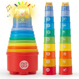 hahaland 10 Stück Stapelbecher Baby Spielzeug, Regenbogen Stapelturm