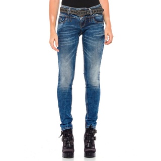 Cipo & Baxx Slim-fit-Jeans mit coolem Doppel-Bund in Skinny Fit blau 26