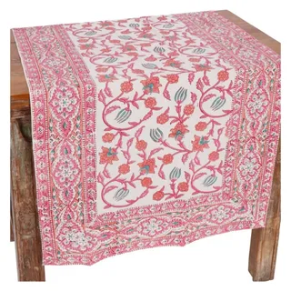 Guru-Shop Tischläufer Tischdecke, Tischläufer Blockdruck, Boho.. rosa 50 cm x 120 mm