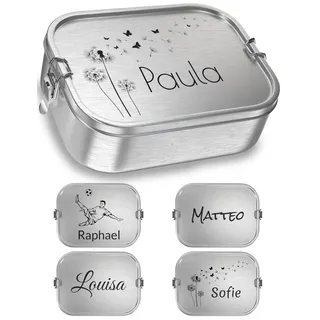 TAKWAY Personalisierte Edelstahl Brotdose mit Namen und Motiv 1200ml – Auslaufsichere Lunchbox mit Unterteilung für Kinder & Erwachsene (Personalisiert, Trennsteg)