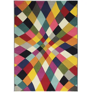 Teppich FLAIR RUGS "Rhumba" Teppiche Gr. B/L: 160 cm x 230 cm, 10 mm, 1 St., bunt (multi) Esszimmerteppiche fußbodenheizungsgeeignet, strapazierfähig, buntes Muster, Rauten
