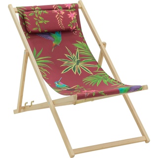 Allibert, Liegestuhl, Liegestuhl Strandstuhl, mehrfach verstellbar, Gestell aus Buchenholz in natur, Flächen aus Textil... (120 cm)