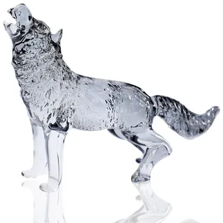 DLXK Kristallglas-Tierfigur, Heulender Wolf, mundgeblasenes Glas, Tierskulptur, Sammlerstück, Briefbeschwerer (grau)