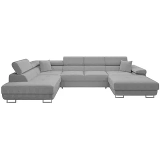 Mirjan24 Eckcouch Cord 7-Sitzer Grau