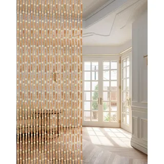 Ezcasch 90x200cm Holz Perlenvorhang - 45 Stränge Retro Holzperlenvorhang - Handarbeit Natur Türvorhang Fadenvorhang als Insektenschutz Fliegenschutz für Schlafzimmer Wohnwagen Camping