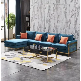 xl moebel gmbh Wohnlandschaft Ecksofa L Form Sessel Set Garnitur Modern Sofa Leder Sitz Ecke - Blau