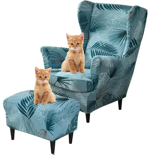 uyeoco 3 Teilig Ohrensessel Überzug Ohrensessel Schonbezüge Sessel-Überwürfe Bezug Sesselhusse Elastisch Stretch Tiger Stuhlbezug Mit Armlehne Hohe Rückenlehne Universal Hockerbezug (Color : #59)