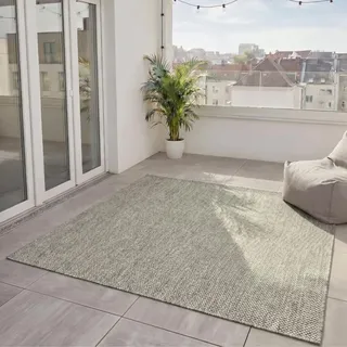 benuta Basic In- & Outdoor Teppich Wohnzimmer Iowa - Dunkelgrau 300x300 cm - Boho Jute-Look wetterfest für Balkon, Terrasse - Schlafzimmer, Küchenteppich & Wohnzimmerteppich - Strapazierfähig & Robust