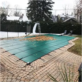 Pool Cover Poolabdeckplane Sicherheitsabdeckung für den Bodeneinbaupool Grünes Netz - 1m/2m/3m/4m/5m/6m/7m/8m/9m/10m Rechteckig Quadrat Nierenförmig Pool-Winterabdeckungen Schwimmbaddecken mit Hardwar