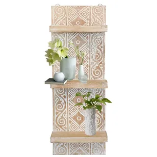 Oriental Galerie Wandregal Wandbrett mit 3 Ablagen Küchenregal Hängeregal Vintage Landhaus Shabby Chic Regal Panel Model Anisa 25 cm breit weiß